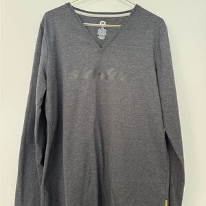 Gray V-Neck Women's Top